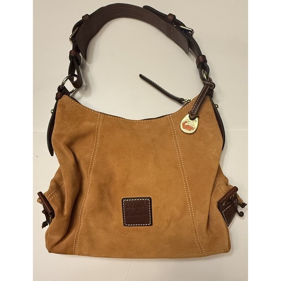 Dooney & Bourke Handbags - DOONEY & BOURKE Vintage Hobo Shoulder Bag Caramel Suede Brown Leather Old Money